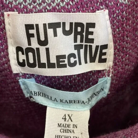 New! Future Collective Purple Green Floral Knit Crop Tank Top Size 4X - Picture 4 of 5